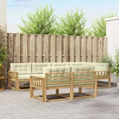Set vanjskih sofa 6 kom. Bijela i krem Poliester