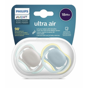Philips Avent Ultra Air tolažilna duda, silikon, 18m+, Neutral, 2/1