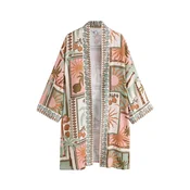 Next Kimono svetlo zelena/mandarina/roza/volneno bela