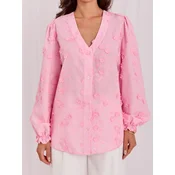 Roza elegantna bluza z vezenjem