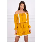 Shoulder dress and lace mustard