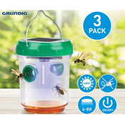 Grundig pasti za žuželke/insekte, komplet 3x pasti, LED svetilka, baterija, solarno polnjenje, nosilec