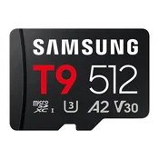 SAMSUNG Spominska kartica Samsung T9, micro SDXC, 512GB, U3, V30, A2, UHS-I, 200 MB/s, (5000229139)