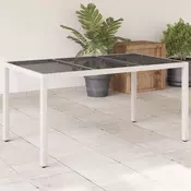 Vidaxl vidaXL Vrtna miza s stekleno ploščo bela 150x90x75 cm PE ratan