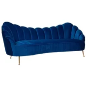 Casa Padrino luxury velvet sofa blue/gold 230 x 94 x H. 90 cm - Living room sofa with fine velvet fabric - Living room furniture - Luxury furniture - Living room furnishings - Luxury furnishings