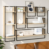Greatstore Komplet stenskih polic s prečkami 6-delni sonoma hrast inž. les