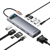 Multifunkcijski USB Hub Baseus Metal Gleam 11v1 z USB-C izhodom