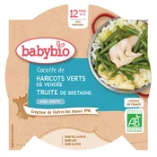 Babybio Mezzogiorno Plate - 12 months and more - Green Beans, Trout - ORGANIC 230 g
