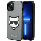 Karl Lagerfeld Saffiano Choupette ovitek za iPhone 14 Plus - Srebrna