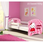 Djecji krevet ACMA s motivom, bocna bijela 160x80 cm 15-sweet-kitty