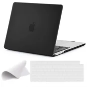 Ovitek EooCoo za MacBook Air 13,6 (2022–2025, M3/M2, A3113/A2681) – mat črna + zaščita za tipkovnico + polirna krpa