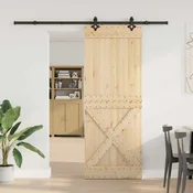 vidaXL Drsna vrata NARVIK Naravna in črna 85 x 210 cm (213,5 cm)