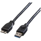 ROLINE Roline USB kabel USB 3.2 gen. 1 (USB 3.0) USB-A vtič\, USB-mikro-B 3.0 vtič 0.15 m črna zaščiten 11.02.8876, (20416478)