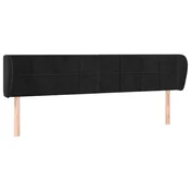 Vidaxl Vzglavje z ušesi črno 203x23x78/88 cm žamet