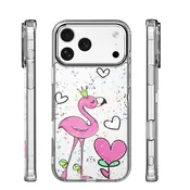 Ultra Trendy Love 2 ovitek za iPhone 17 6,3 - prozoren 3D dizajn s srčki