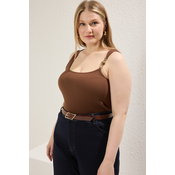 Trendyol Curve Ženska bluza Tbbss25Af00091, Braon