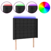 Vidaxl LED posteljno vzglavje črno 93x16x118/128 cm umetno usnje