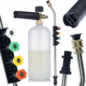 shumee 1/4 QC sulica, upognjena pri 15° + 5 šob + 1L penilnik - Komplet za visokotlačne čistilce | 160 barov | Združljivo s Karcher K2 K3 K4 K5 K6 K7 | Regulacija pene