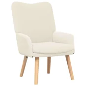 Vidaxl fotelj krema 63 x 67 x 94 cm Volnena tkanina in vezan les
