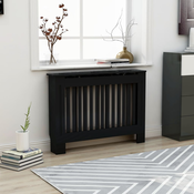 vidaXL Pokrov za radiator črn 112x19x81 cm mediapan