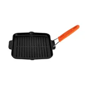 Grill pan, cast iron, 21x21 cm, Orange handle - LAVA
