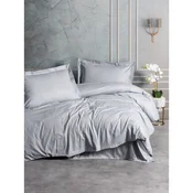 Stripe - Grey Grey Satin Super King Quilt Cover Set (EU) (IT)