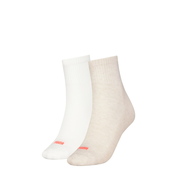 Womens Pumas Heart Short Crew Shirt Socks 2 pack, Beige, Size 39-42, Women