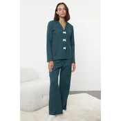 Trendyol Oil Ribbon/Bow Waffle Fabric Knitted Pajama Set
