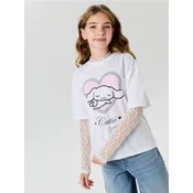 Sinsay - Bluza sa printom i cipkanim rukavima Cinnamoroll - belo