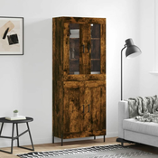 Greatstore Visoka komoda dimljen hrast 69,5x34x180 cm inženirski les
