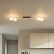 TK Lighting Stropna svetilka Imelo, rjava, 4-žarnica, steklo, dolžina 140 cm - spalnica - rjava, bela
