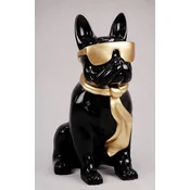 Casa Padrino luxury decorative figure bulldog dog black/gold H. 65 cm - Resin decorative sculpture - Living room decoration - Luxury decorative animal figure