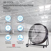 BE COOL BCIWM90CM Bodenventilator Industrie-Windmaschine 90cm