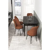 Hanah Home trpezarijski set Via, sto na razvlacenje i 4 stolice, ploca u dekoru crnog mermera, terakota tkanina Jerry
