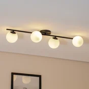 EMIBIG LIGHTING Stropna svetilka Glassy, črna/opalska, 100 cm, 4-žarilna, linearna - Dnevna soba/jedilnica - Sodobni - črna, bela opalna - Steklo