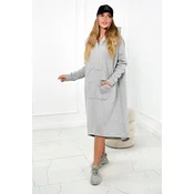 Insulated dress with a hood in gray color