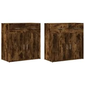 Vidaxl Komoda 2 kosa dimljeni hrast 79x38x80 cm inženirski les