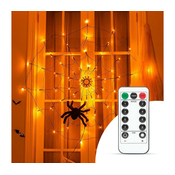 Family Pajčevinasta svetlobna zavesa s pajkom - toplo bela 60 LED diod - USB za noč čarovnic, (5000183870)
