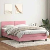 vidaXL vidaXL Box spring postelja z vzmetnico roza 160x210 cm žamet, (21792146)