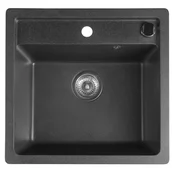Granitno kuhinjsko korito z eno posodo 53x50 cm, črno - Črna - 53x22x50 cm - Sapho - 24 - Granit - Pravokotnik - 530 - 220 - 500 - not available - 14
