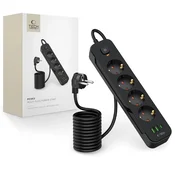 slomart Napajalni trak Tech-Protect PCL4X3 4 vtičnice 240V + 2xUSB-A + 1xUSB-C 200 cm - črn