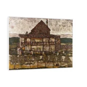 Canvas Slika na platnu House with Shingle Roof, Egon Schiele, Sa ramom, 80 x 60 cm, Beli