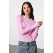Trendyol Majica staro roza/bela