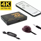 HDMI 4K tri-portni razdelilnik z daljincem