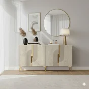 HANAH HOME Konzola Meyra 150 White Travertine Gold