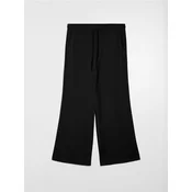 Sinsay - Soft touch wide leg pantalone sa džepovima i dodatkom viskoze - crno