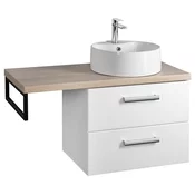 Komplet kopalniškega pohištva VEGA, širina 97,5 cm, beli/platinasti hrast - Bela - 97,5x53,8x45 cm - Aqualine - VEGA II - 24 - MDF/laminat - 975 - 538 - 450 - 14