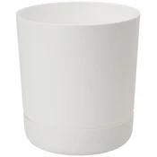 Form-Plastic Okrogel cvetlični lonec Satina 20 s krožnikom | Bel