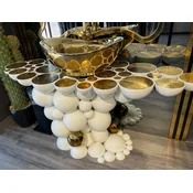 Casa Padrino luxury designer bathroom set white/gold 150 x 58 x H. 70 cm - 1 Washbasin with Sink and Faucet - Bathroom furniture - Luxury furniture - Designer furniture