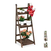 Northix Cvetlične stopnice lesene temno rjave barve